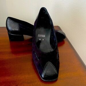 Ara Black Suede & Reptile Leather Pumps | Size 8 | Made in Germany